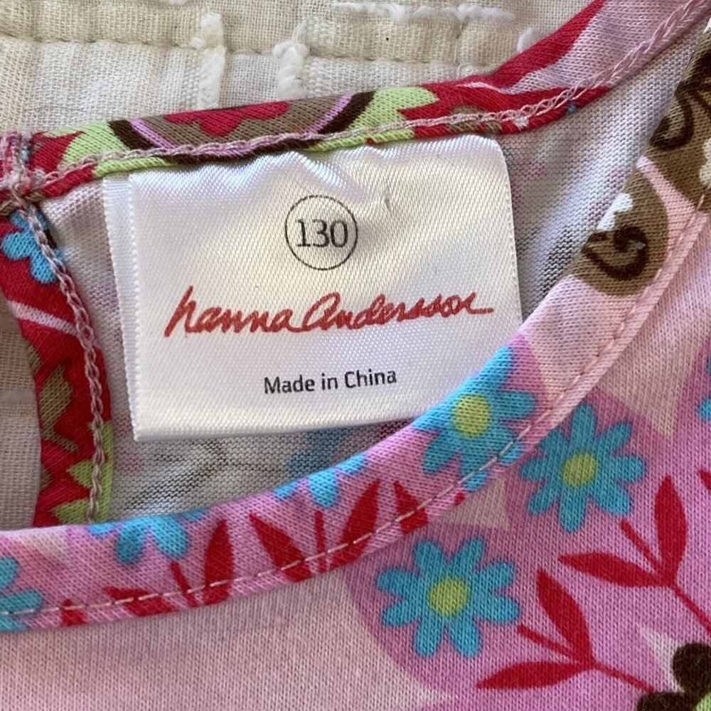 Hanna Andersson Pink Long Sleeve Cotton Floral Dress Girl’s US 7-10 130 - Picture 5 of 9